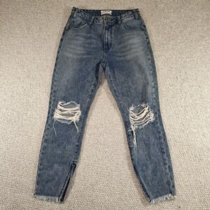 One Teaspoon Womens 28 High Waist Freebird Short Rise Skinny Jeans Ankle Zip